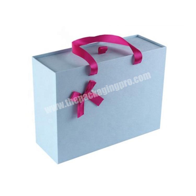 Custom printed luxury drawer jewelry set gift box wallet packaging cardboard box with ribbon handles