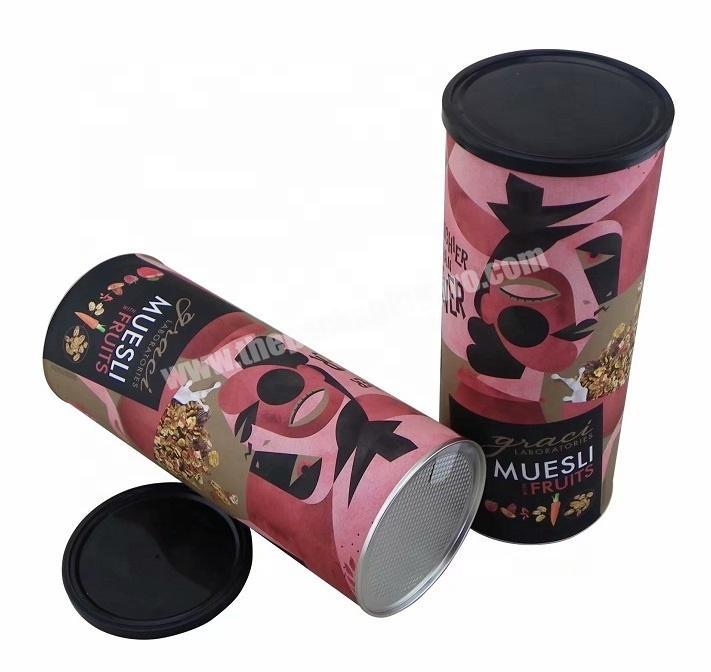Custom Printed Metal Membrane Design Oatmeal Packaging Composite Paper Tube with Soft Touch Film