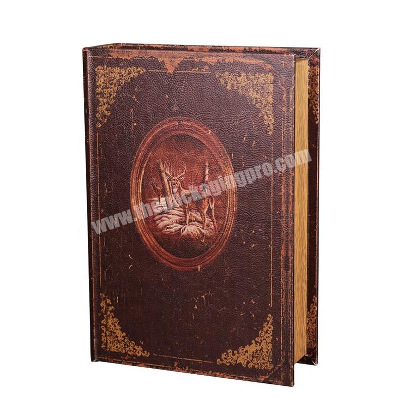Custom Printed Paper Cardboard Book Shape Fashion Decorative Model Hard Cover Fake Book Box With Magnetic