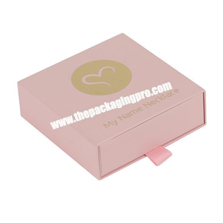 custom printed pink drawer jewelry box packaging