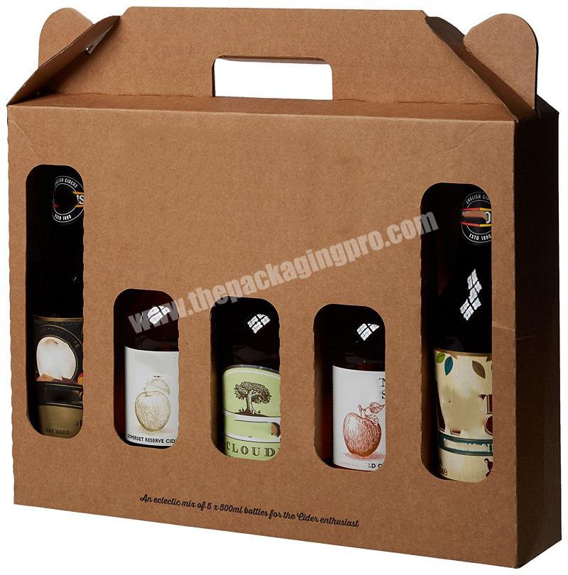 Custom Printed Portable Beer Bottle Glasses Wine Box Corrugated Cardboard Paper Wine Packaging Box Bulk Cheap Pack Beer Box