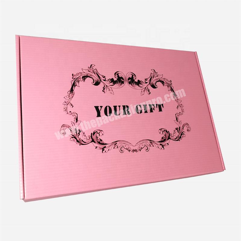 Custom Printed Recycled Pink Packaging Boxes E Flute Corrugated Clothing T-Shirt Shoes Mailing Box With Logo