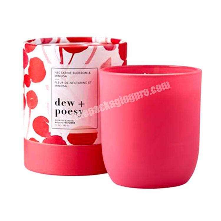 custom printed red empty cardboard cylinder candle box packaging with good quality rolled edge