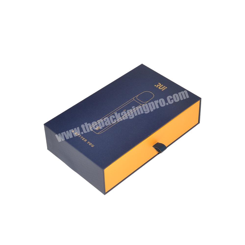 Custom Printed Slide Out Vape Cartridge Gift Box With Pull Out Ribbon, Texture Paper Drawer box