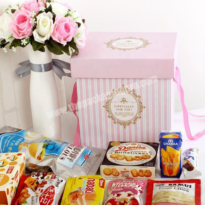 Custom Printed Wedding Favor Pink Paper Cardboard Candy Packaging Box For Candies Gift