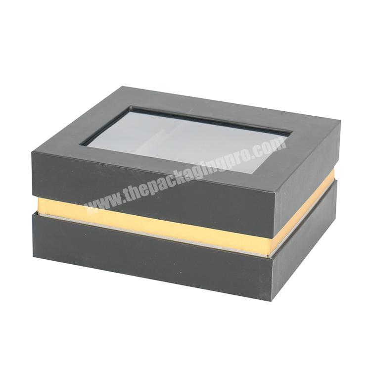 Custom Printing Black Clothing Cosmetic Packaging Gift Box with Window Lid