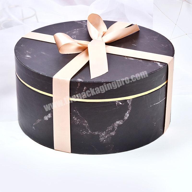 Custom Printing Black Marble Pattern Flower Gift Packaging Box