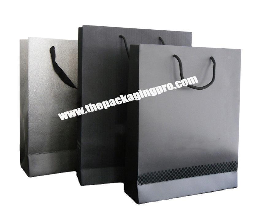 Custom printing black paper bag shopping with gold logo