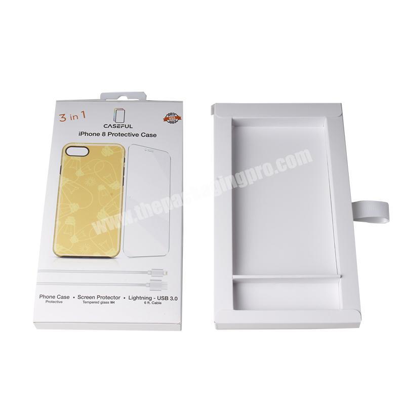 Custom printing cardboard sliding drawer electronic packaging box for mobile phone sleeve cellphone case packaging