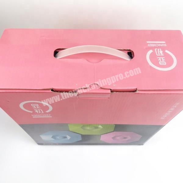 Custom Printing Corrugated Paper Boxes For  Fruit  Container  With Plastic Handle Portable Box