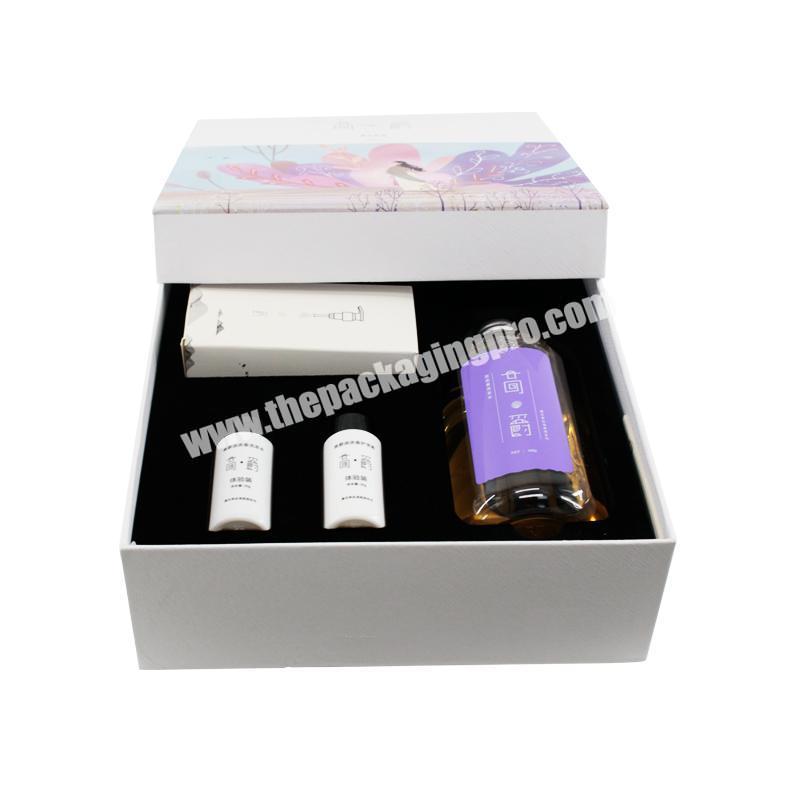 `Custom printing  cosmetic set packaging box lid and base skin care gift  packaging box with EVA inserts