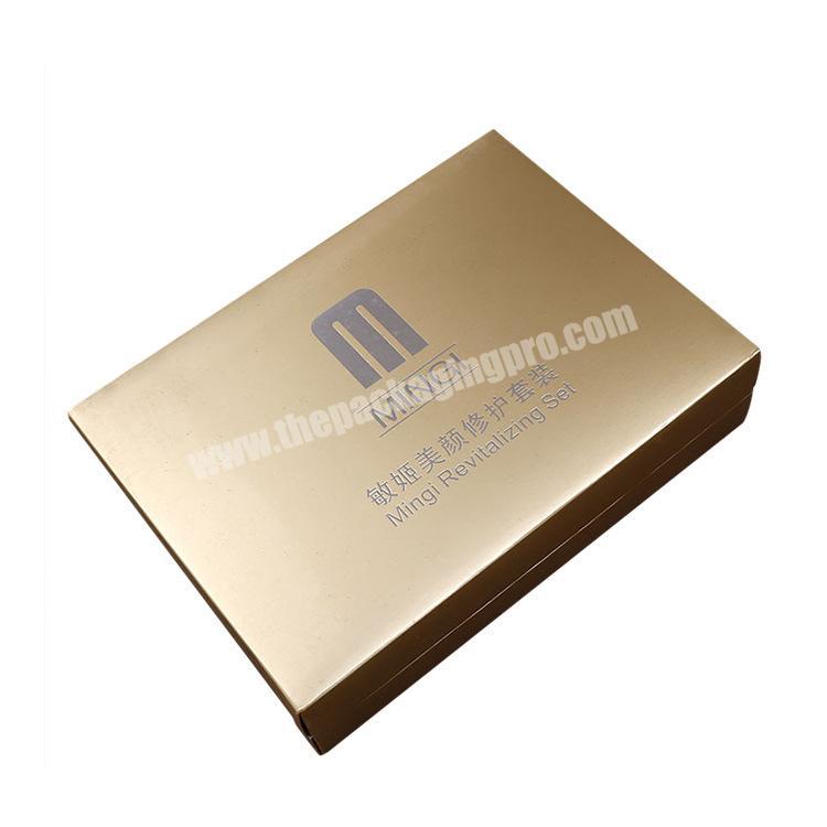 Custom printing Cosmetic set Packaging lid and base box gold hardcover luxury gift paper box