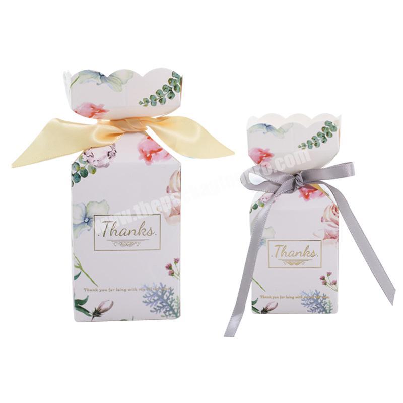 Custom printing elegant favor 2 piece mini Christmas dry fruit foldable party gift box with ribbon
