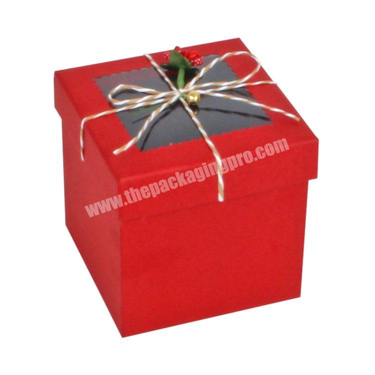 Custom Printing Empty Square Christmas Packaging Gift Box with Window Lid