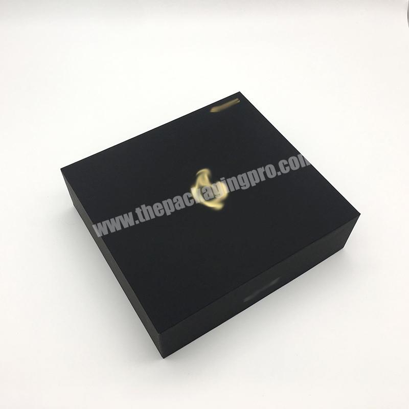 Custom printing high - end black Square Cardboard Foil Stamping Custom Logo packaging box heaven and earth cover gift box
