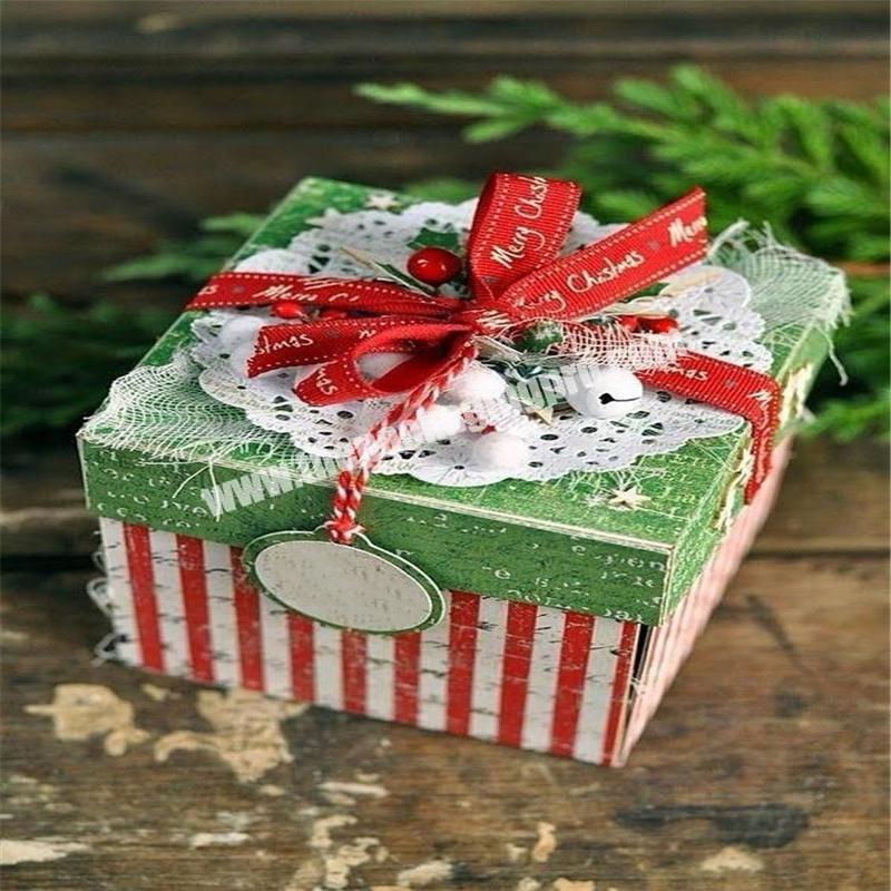 Custom  Printing Logo Cardboard Christmas Candy Gift Small Chocolate Box With Ribbons