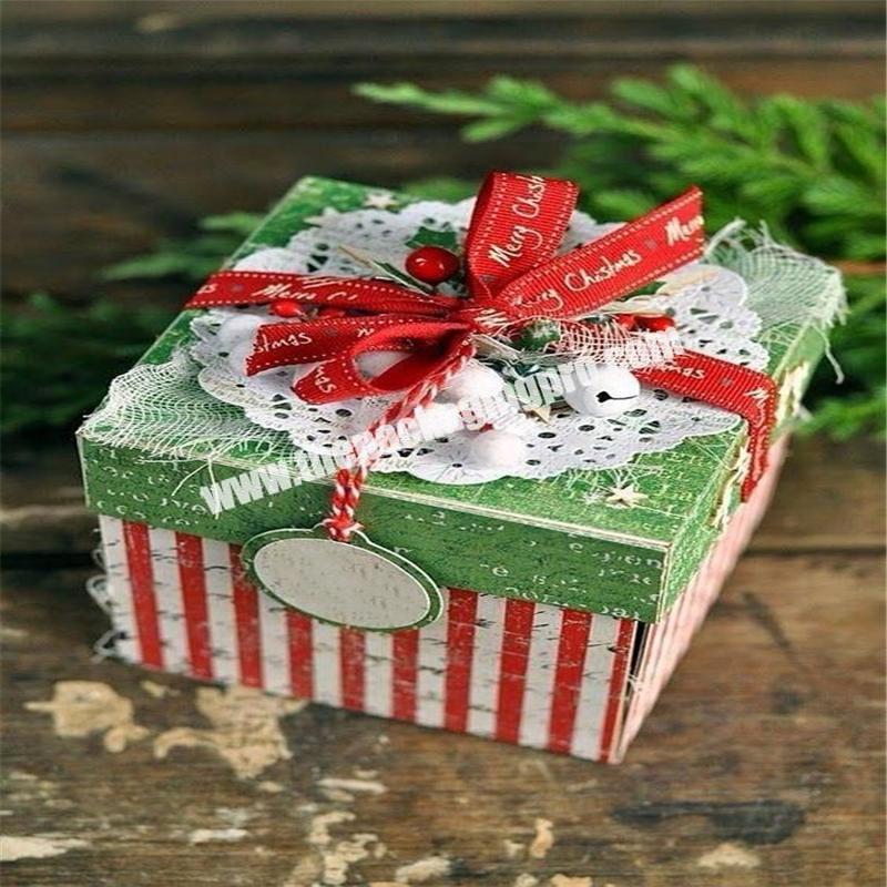 Custom  Printing Logo Cardboard Christmas Candy Gift Small Chocolate Box With Ribbons