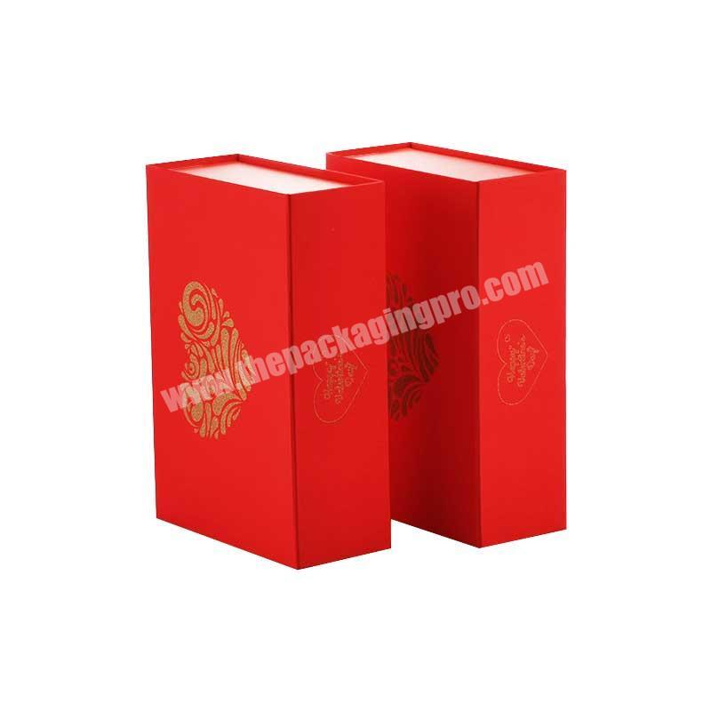 Custom printing luxury red fabric cover magnetic rigid foldable gift boxes