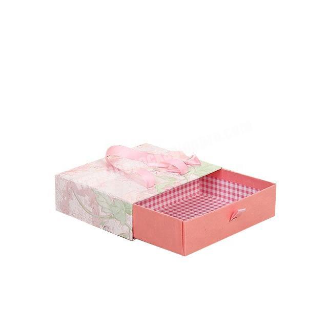 custom printing paper portable drawer gift rigid box packaging for albums with ribbon handle