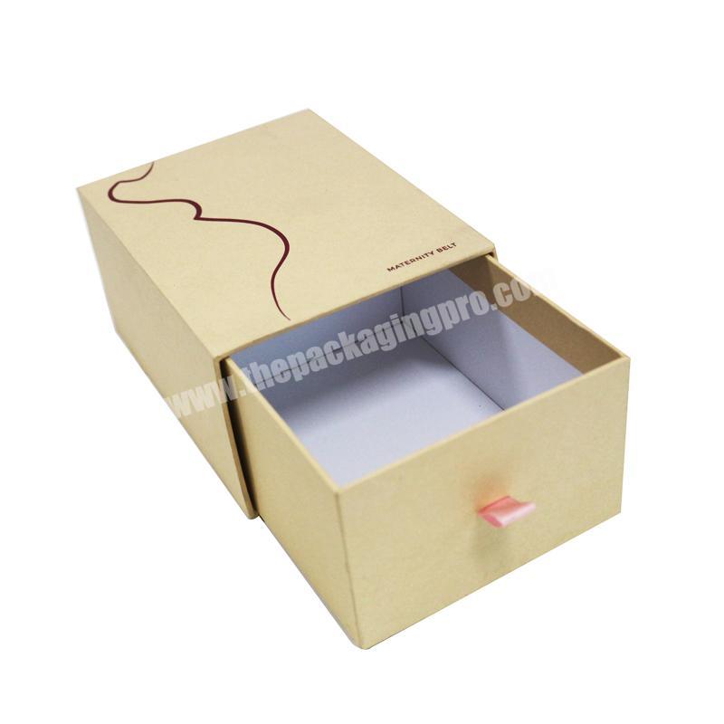 Custom printing recyclable cardboard sliding drawer kraft paper gift packaging box with ribbon
