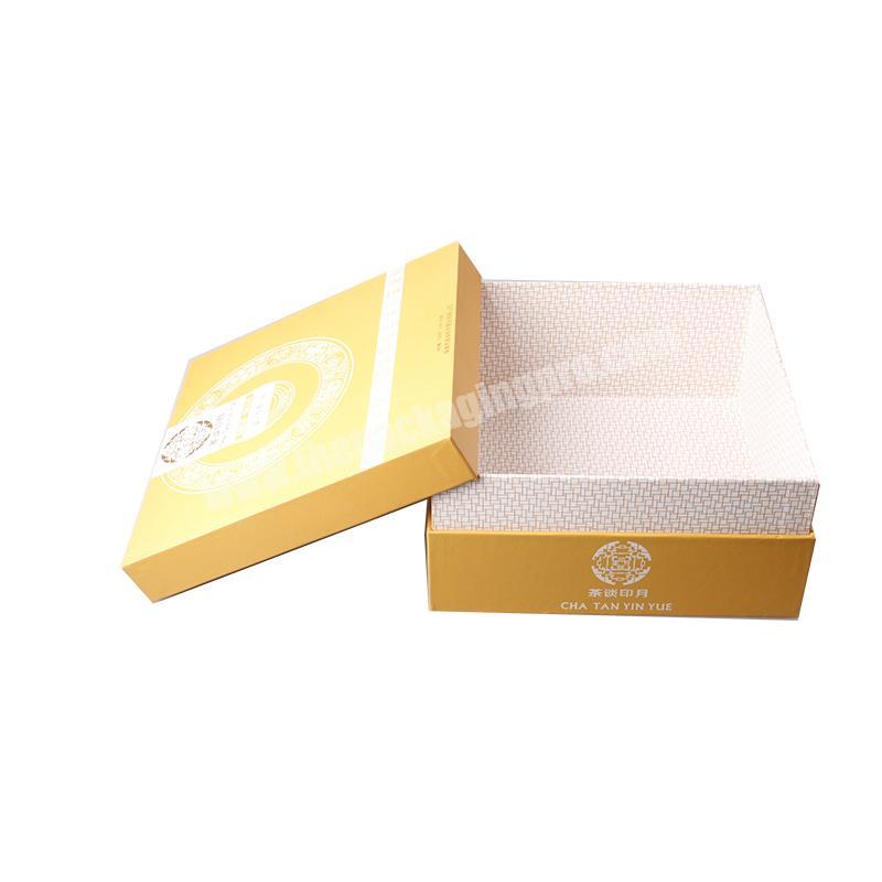 Custom printing recyclable yellow shirt packaging box lid and base square cardboard clothing box