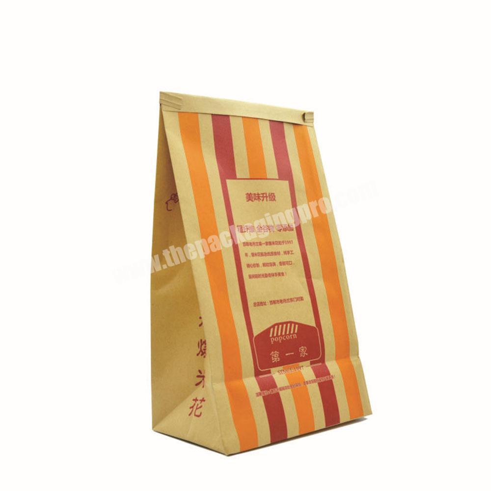 Custom printing stand up grease proof food grade kraft paper cookie clear window binding wire twist tie popcorn bag