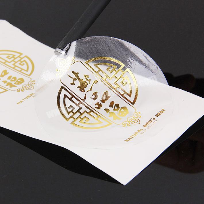 Custom Printing Transparent Labels Clear Gold Foil Stickers