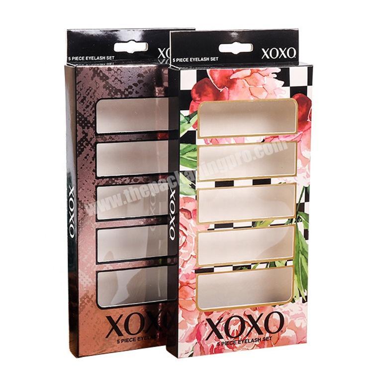 Custom private label false eyelash paper packaging box with clear window