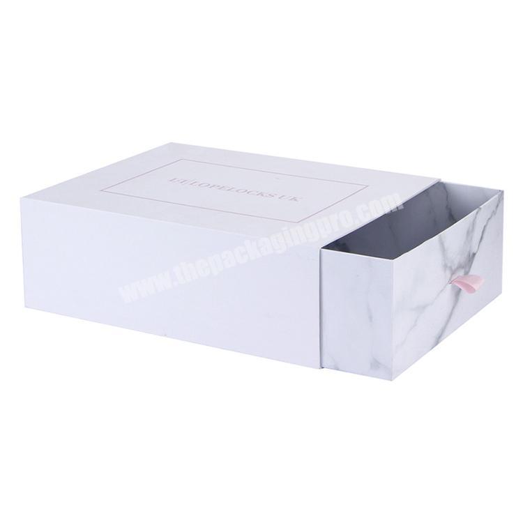Custom private label white paper cardboard marble jewelry gift box with drawer