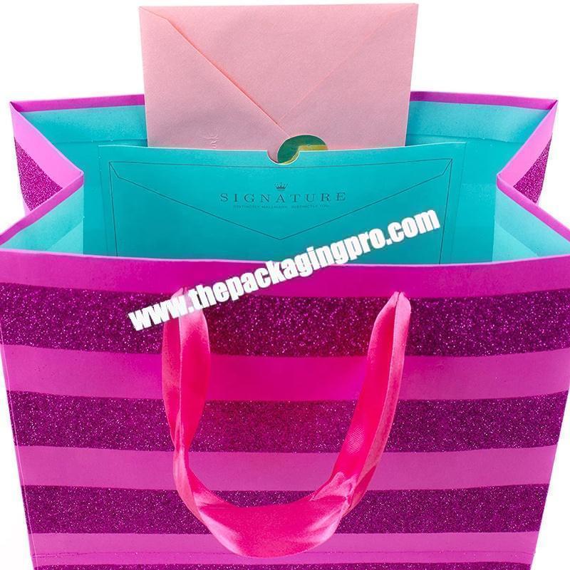 Custom purple shopping clothing gift package paper bag