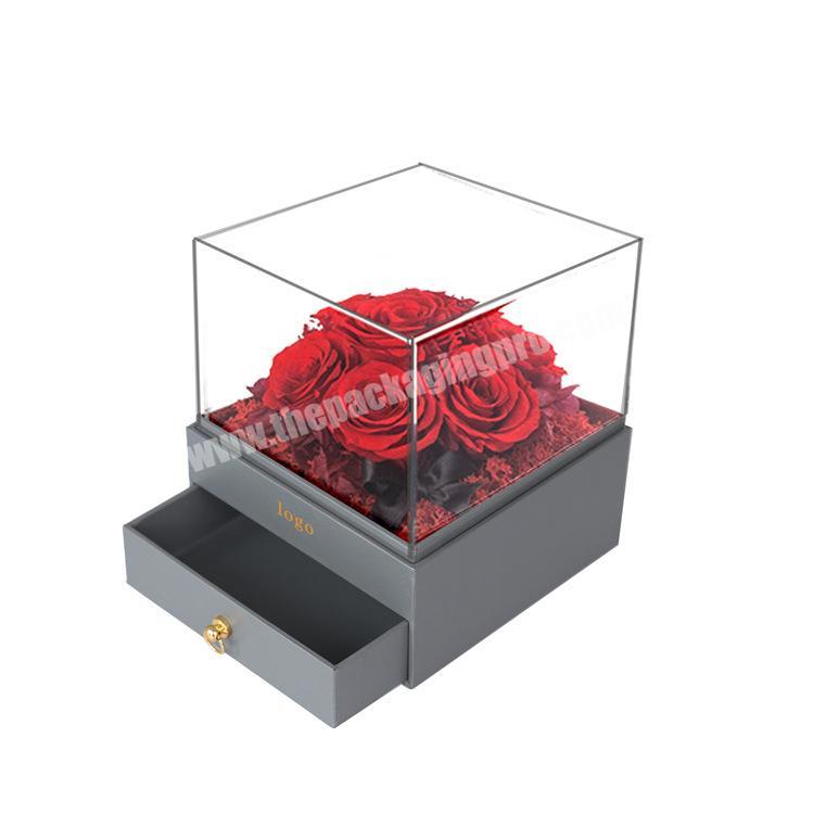 Custom Quality Transparent gift box with flower