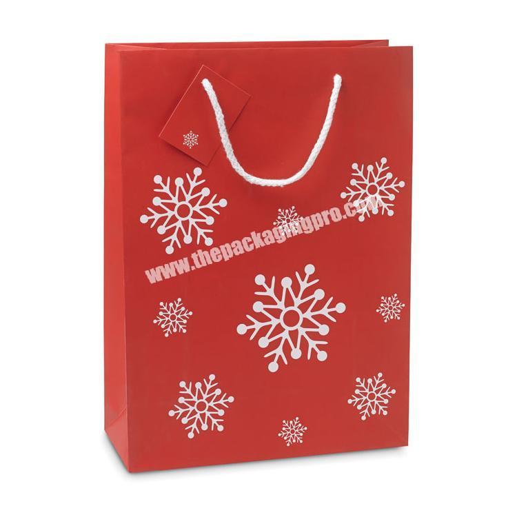 Custom recyclable CMYK printing Christmas lovely glossy snowflake paper gift bag