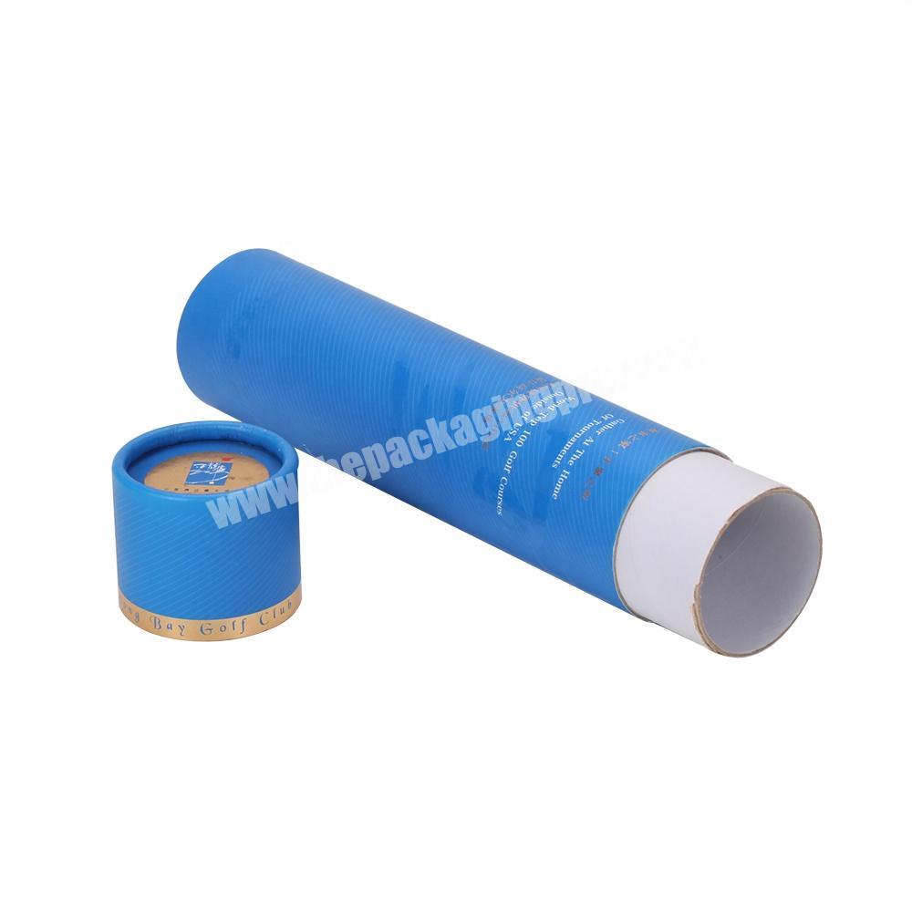Custom Recycled Art Blue Printed Paper Round Tube Cylinder Gift  Box