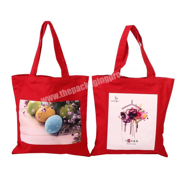 Custom red cotton canvas tote bag for packaging