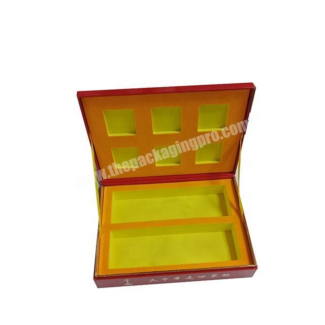 custom red printing gold stamping paper cardboard incense sticks blush palette eye liner clamshell rigid packaging box