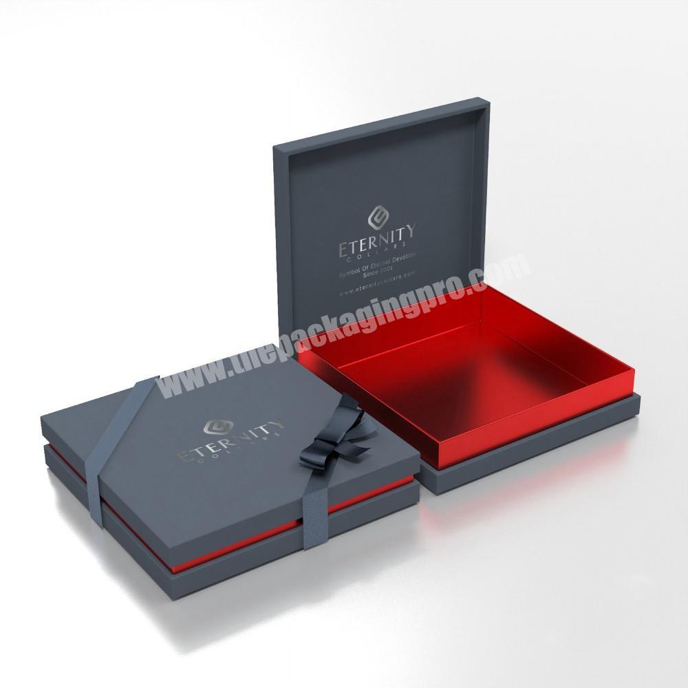 custom removable ribbon base and lid with shoulder paper box clothing with logo
