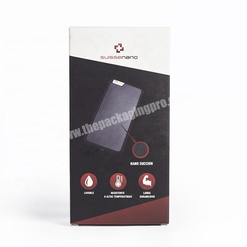Custom retail nano succion black phone sticky case paper packaging box