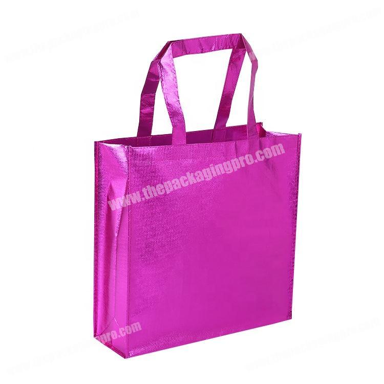 Custom reusable promotion holographic purple lamination non woven bag