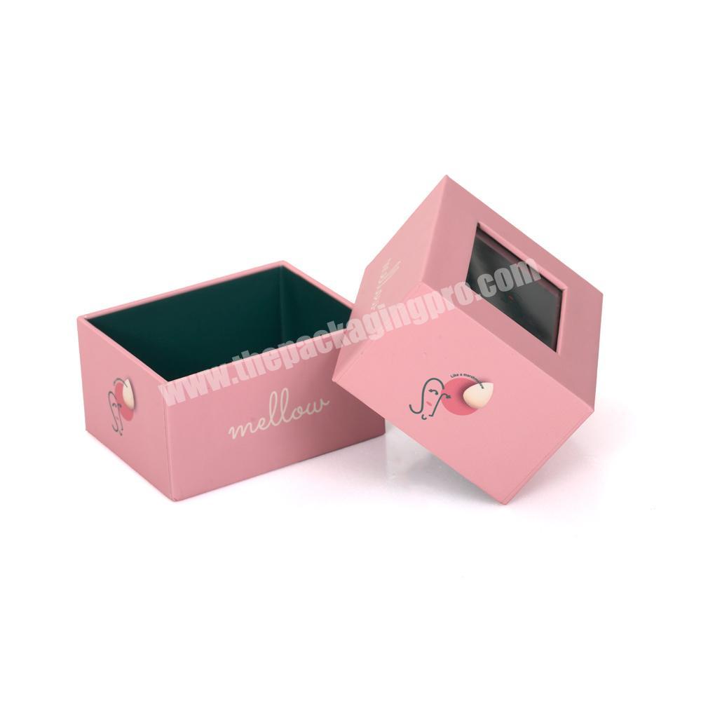 Custom rigid packaging pink 25mm small paper box package small box packaging jewelry pink gift box with window