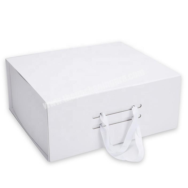 Custom Rigid Paper Cardboard Flat Folding Gift Box With Ribbon