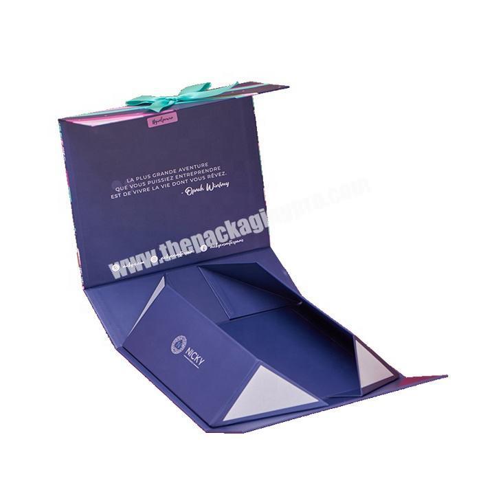 Custom rigid paper flap gift box magnetic closure packaging boxes
