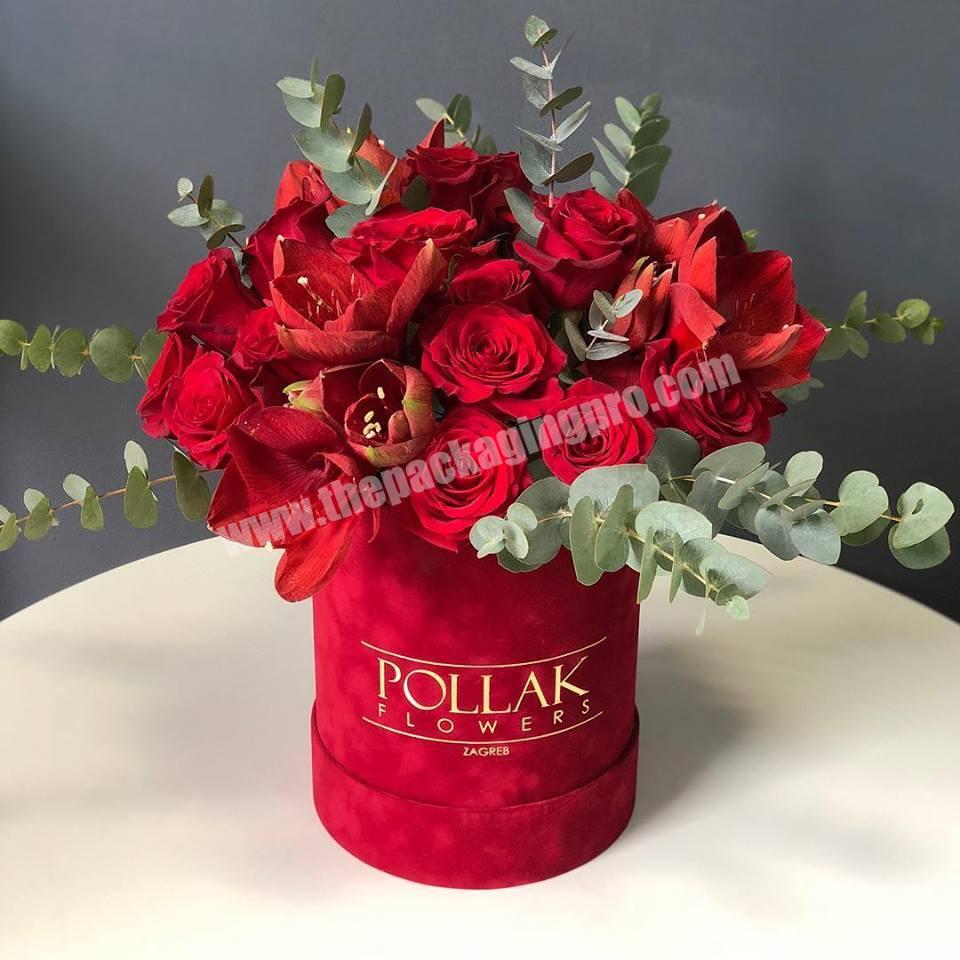 Custom rose luxury round hat box for flowers,soap velvet flower packaging box