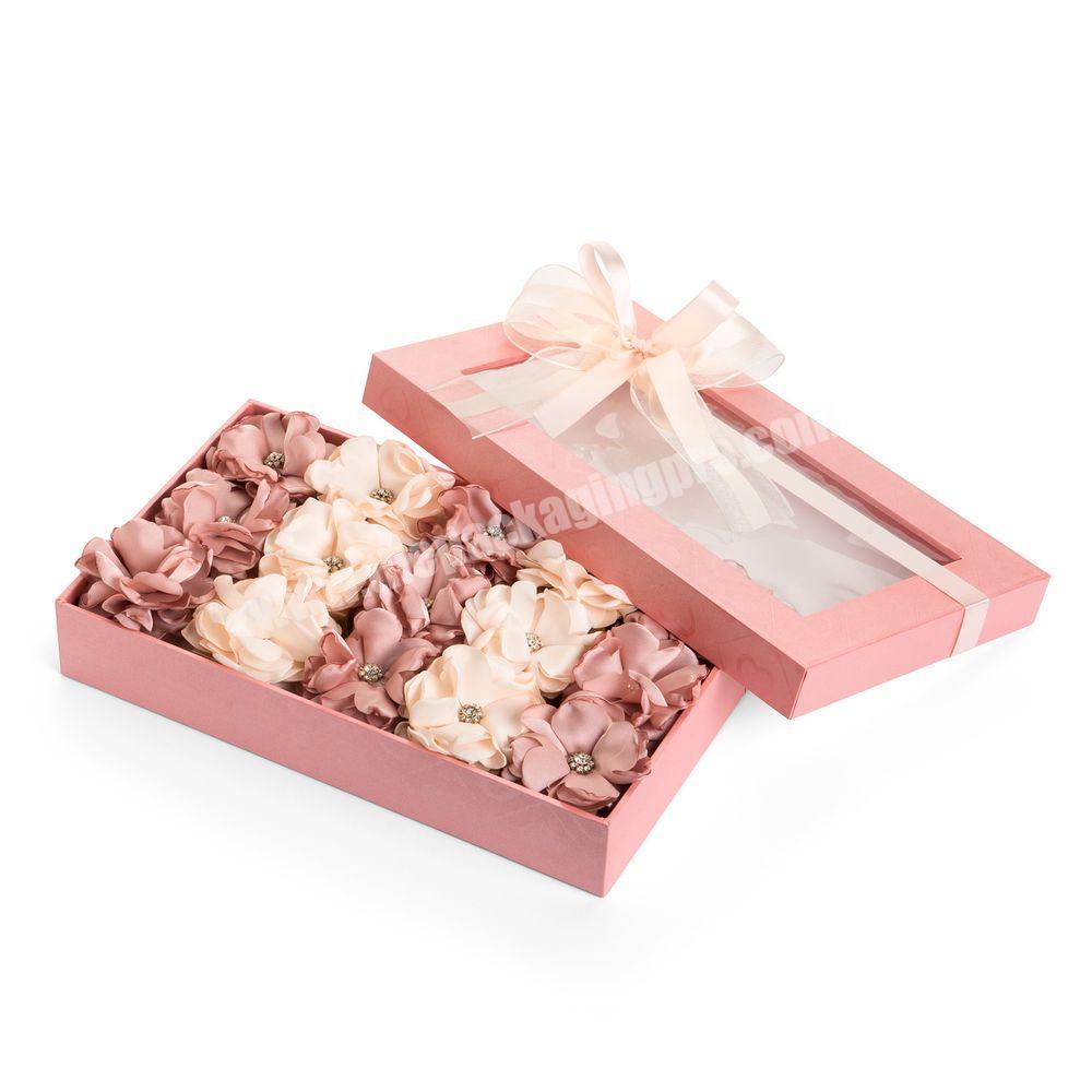 Custom rose soap gift set box with clear window and ribbon