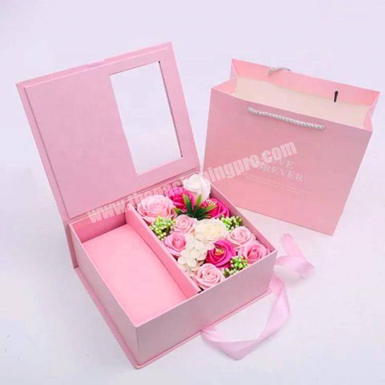 Custom Round Rose Flower Cardboard Gift Box With Hat Packaging With Logo Printed