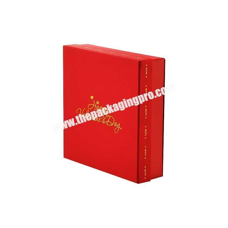 Custom separate lid design red luxury logo printed folding rigid gift box