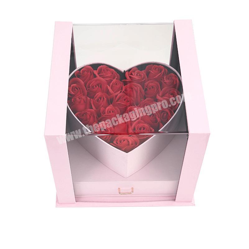 Custom Shape Flower Boxes Flower Gift Packaging Rose Cardboard Boxes With Window