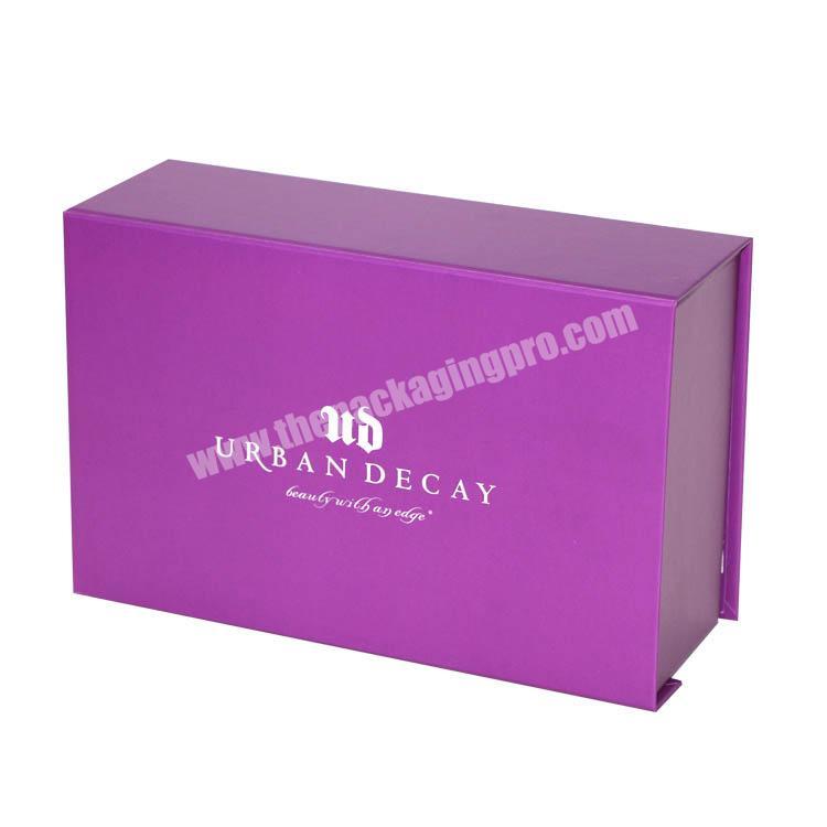 Custom Silver Foil Logo Foldable Purple Paper Gift Box for Shoes