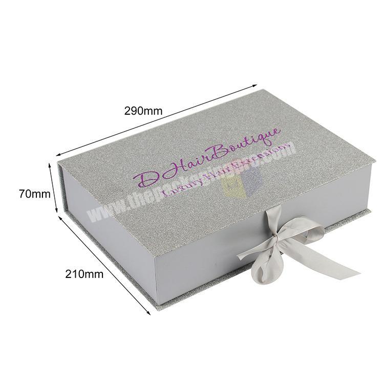 custom silver glitter paper weave boxes hair packaging