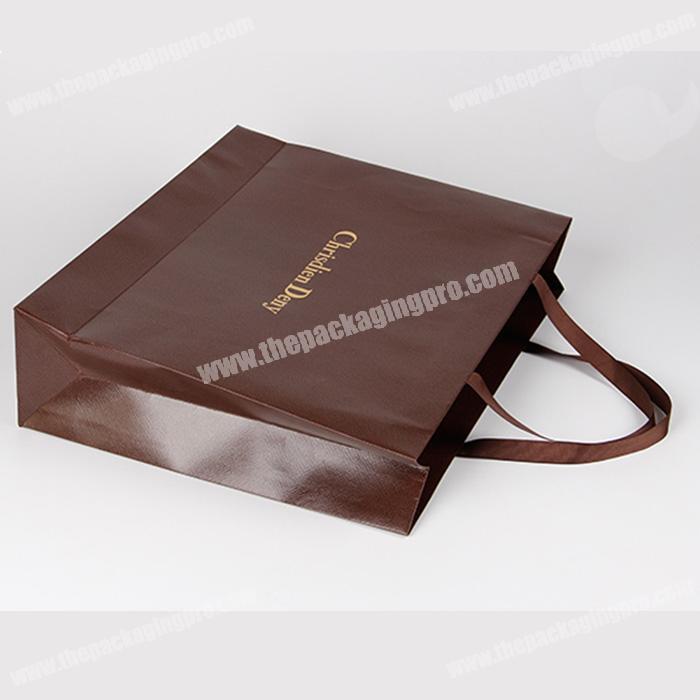Custom small colored brown cut paper gift bags packaging