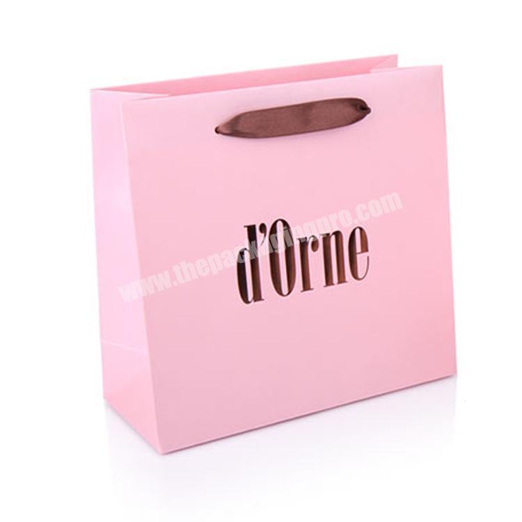 Custom small pink paper jewelry bag with logo